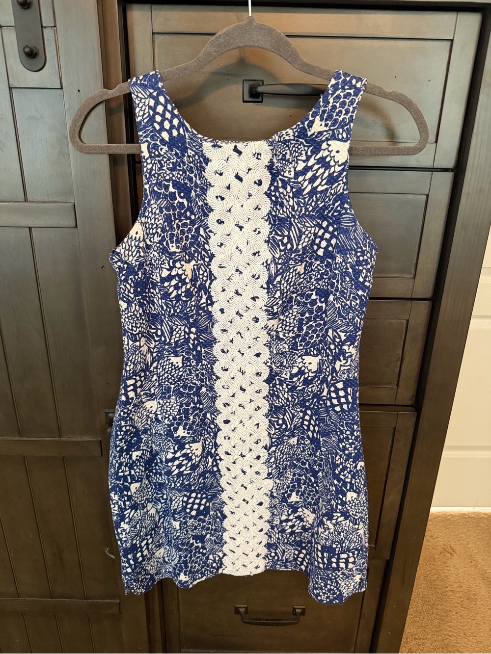 Lilly Pulitzer Navy and White Crochet-Trim Mini Shift Dress